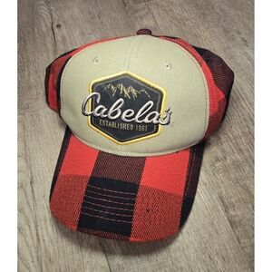 Cabela's Adjustable Snapback Cap Hat Plaid Flannel‎ Brim Hunting Mountain Sport